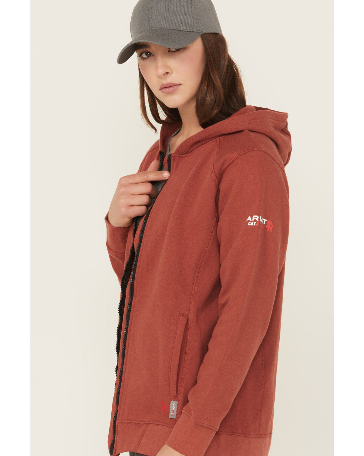 Image #2 - Ariat Women's FR Rev Full Zip Hooded Sweatshirt, Red, hi-res