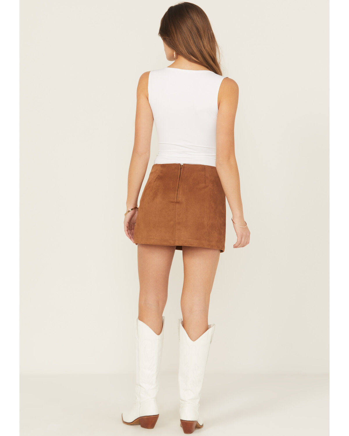 Image #3 - Shyanne Women's Faux Suede Mini Skort, Lt Brown, hi-res