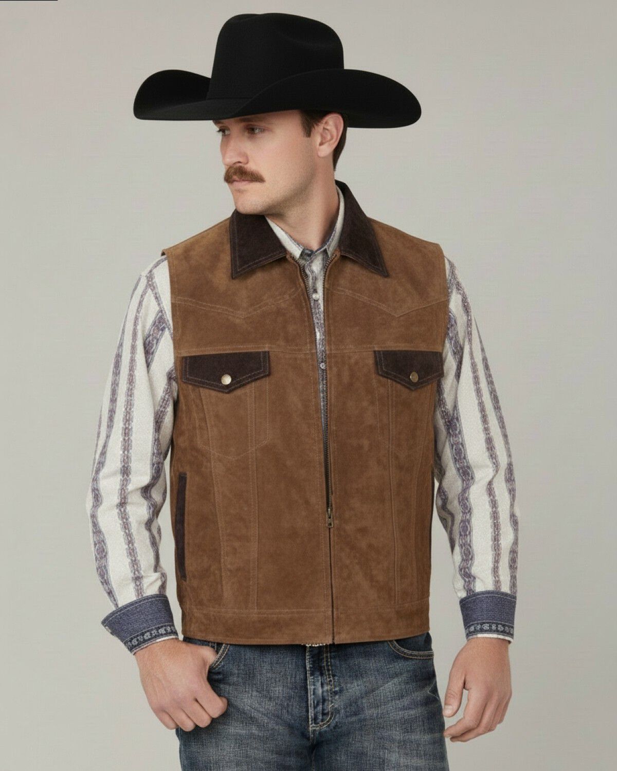 Scully Men's Two Tone Concealed Carry Suede Vest, Coffee, hi-res