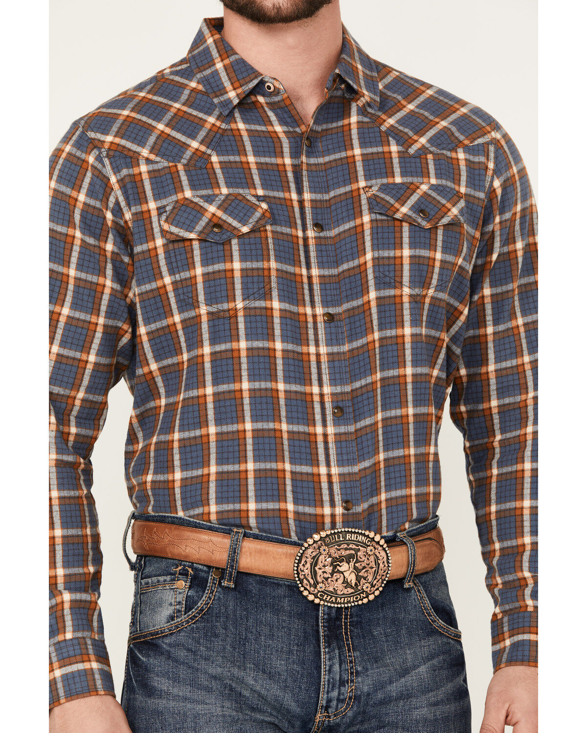 Image #3 - Cody James Men's Sunrise Plaid Print Long Sleeve Western Snap Shirt - Tall, , hi-res