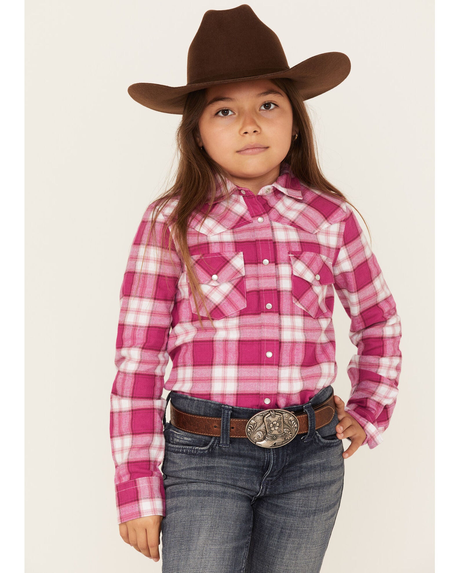 Girl's Ariat Glenrock Snap Long Sleeve Shirt - Cactus Dobby main image 1