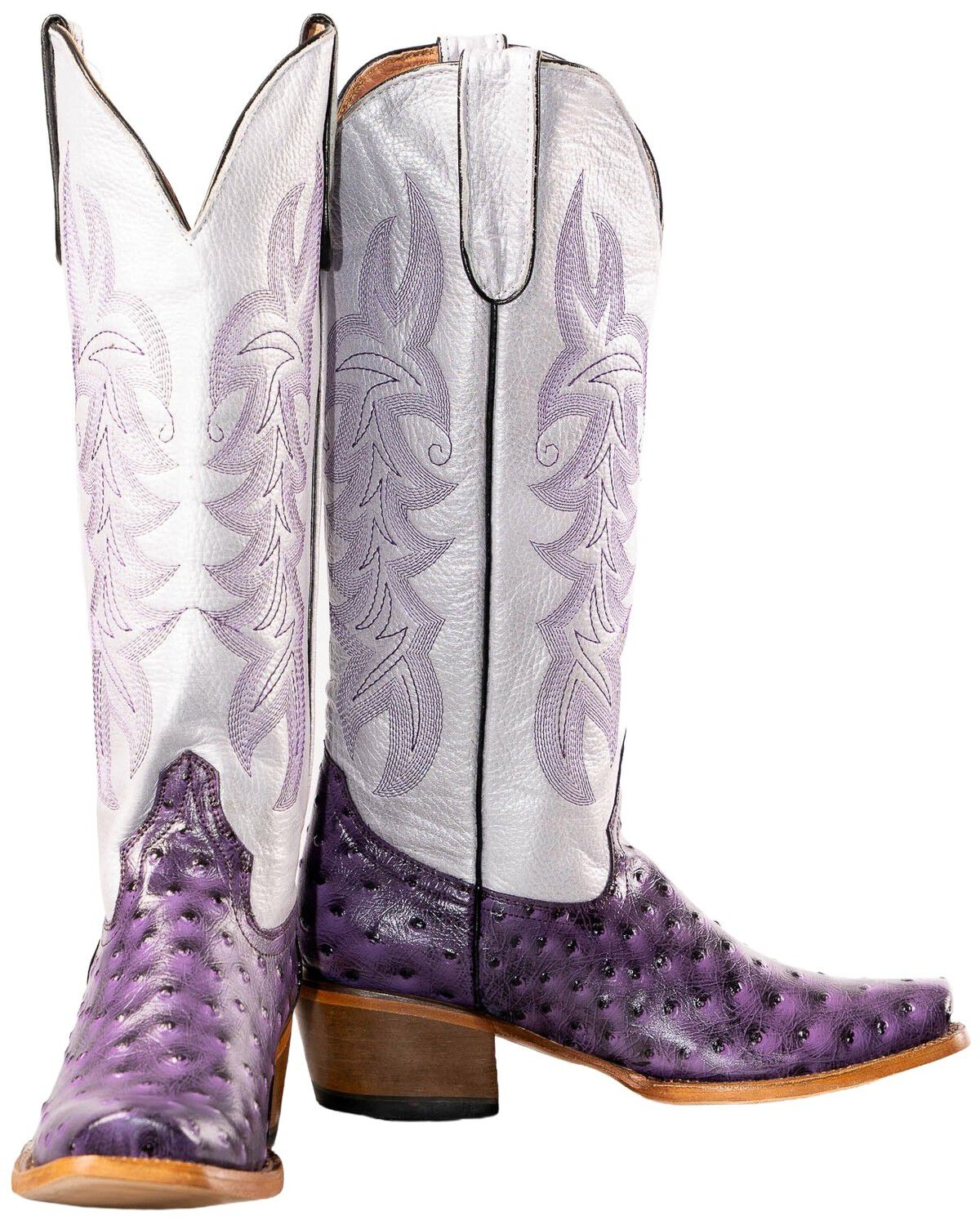 Image #5 - Tanner Mark Women's Merritt Ostrich Print Western Boots - Broad Square Toe, Purple, hi-res