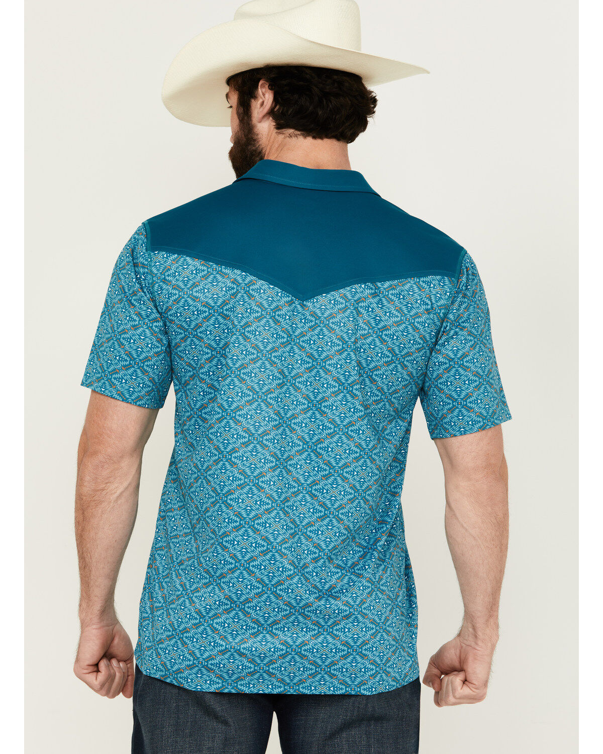 Image #4 - RANK 45® Men's Cameron Color Block Short Sleeve Polo Shirt, Teal, hi-res