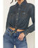 Image #3 - Wrangler X Lainey Wilson Women's Dark Wash Long Sleeve Snap Tie Front Western Shirt, Dark Wash, hi-res