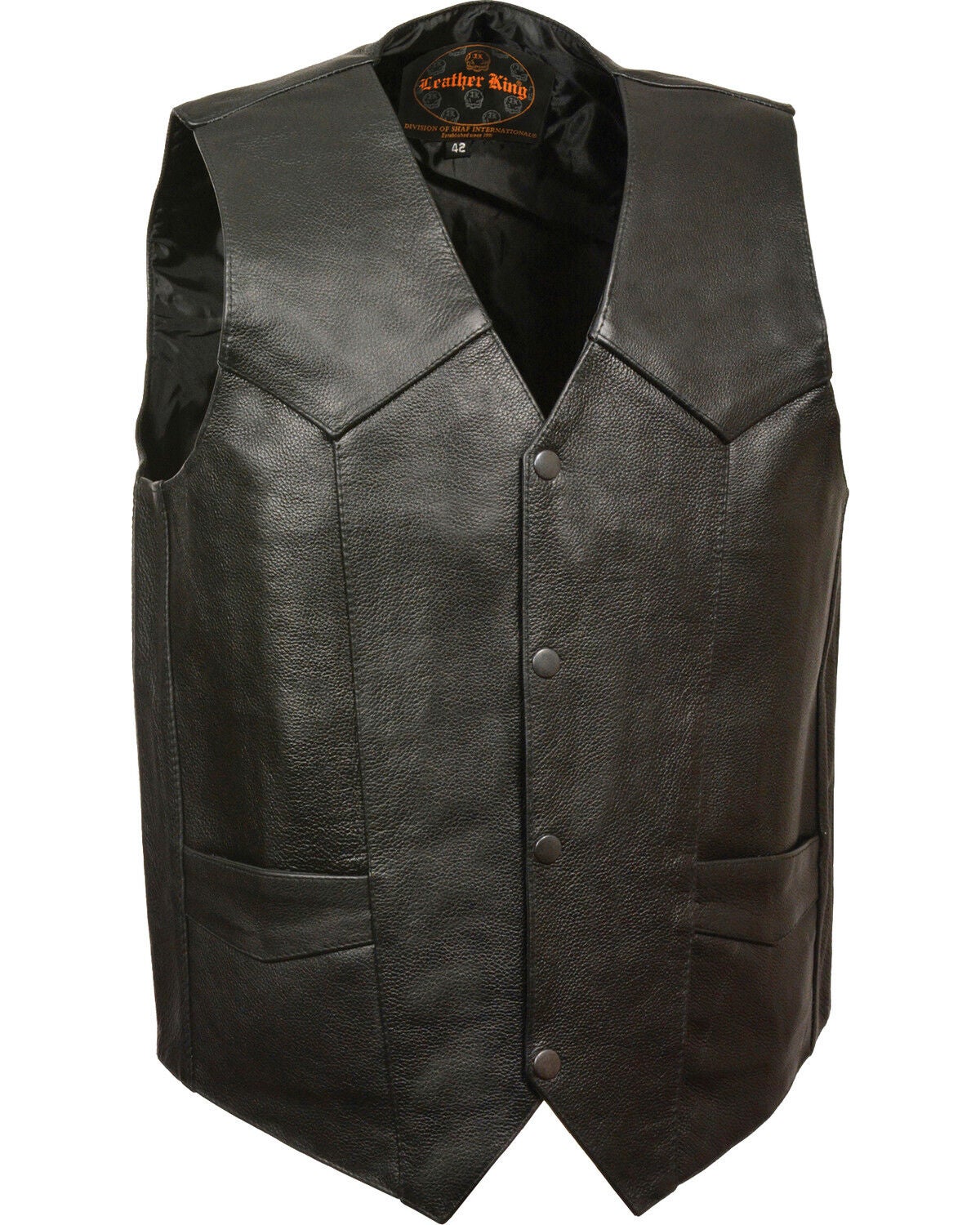 Milwaukee Leather Men's Classic Snap Gun Pockets Vest - Big, Black, hi-res