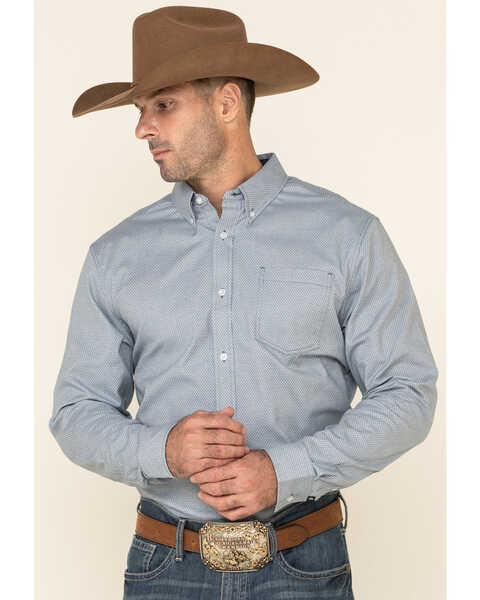 Image #1 - Cody James Core Men's Corpus Small Geo Print Long Sleeve Western Shirt , , hi-res