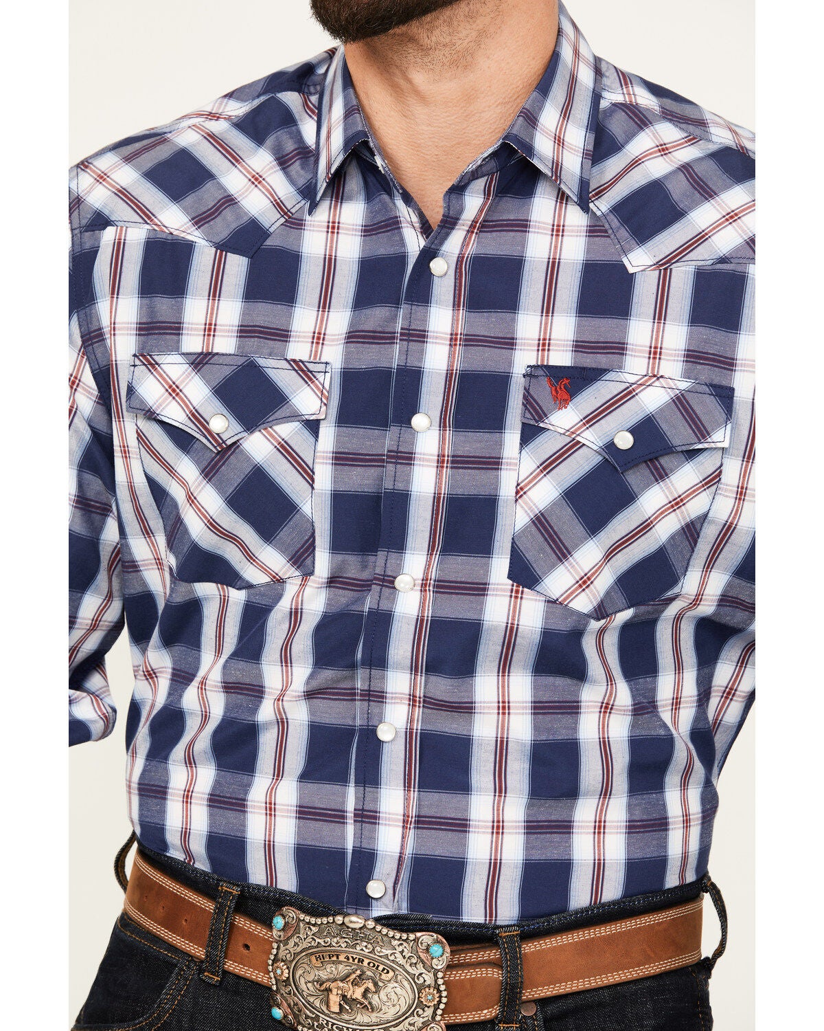Image #3 - Rodeo Clothing Men's Plaid Print Long Sleeve Pearl Snap Western Shirt, , hi-res