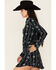 Image #2 - Panhandle Women's Concho Print Long Sleeve Snap Western Mini Dress, Black, hi-res