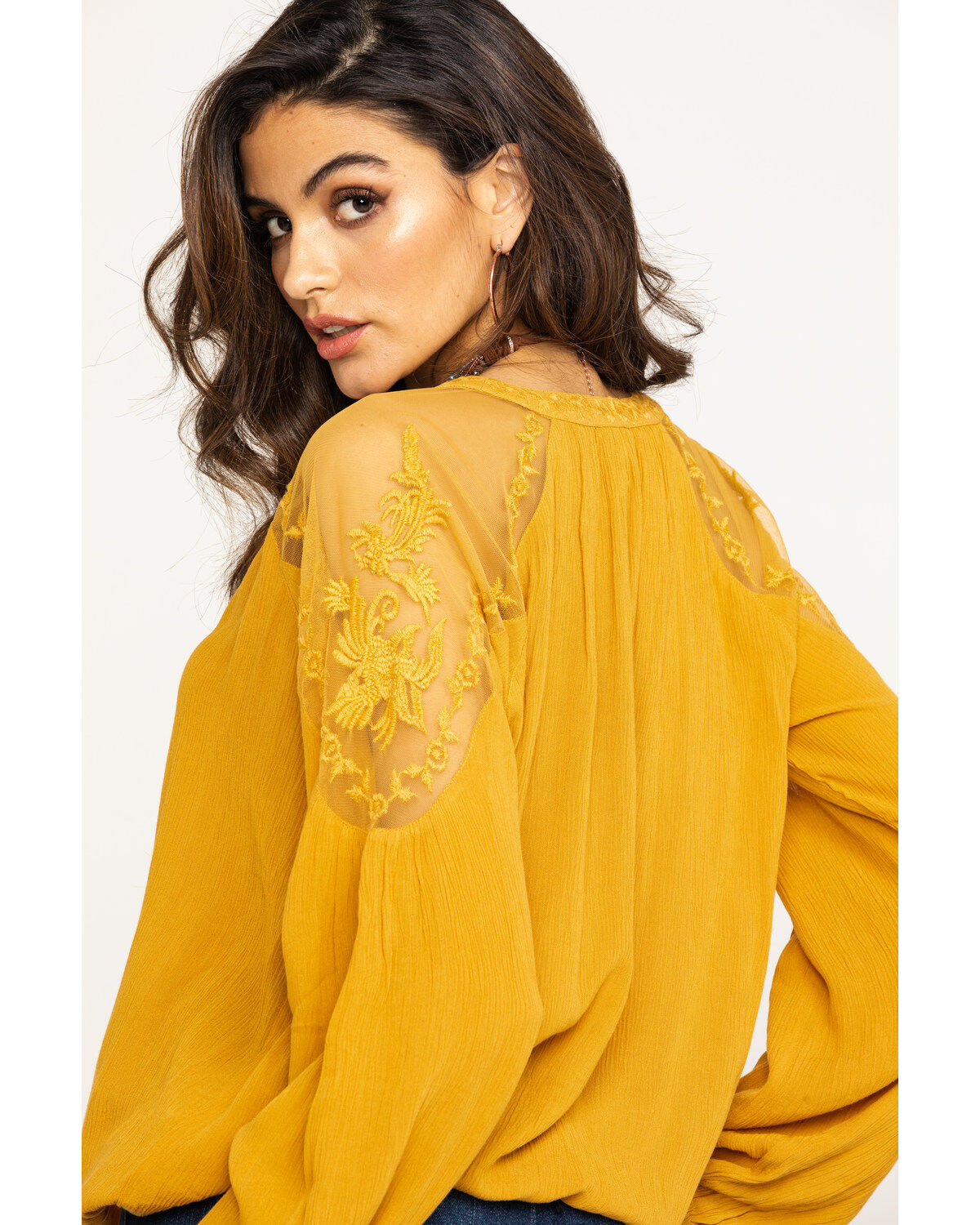 Image #5 - Shyanne Women's Solid Lace Peasant Top, , hi-res