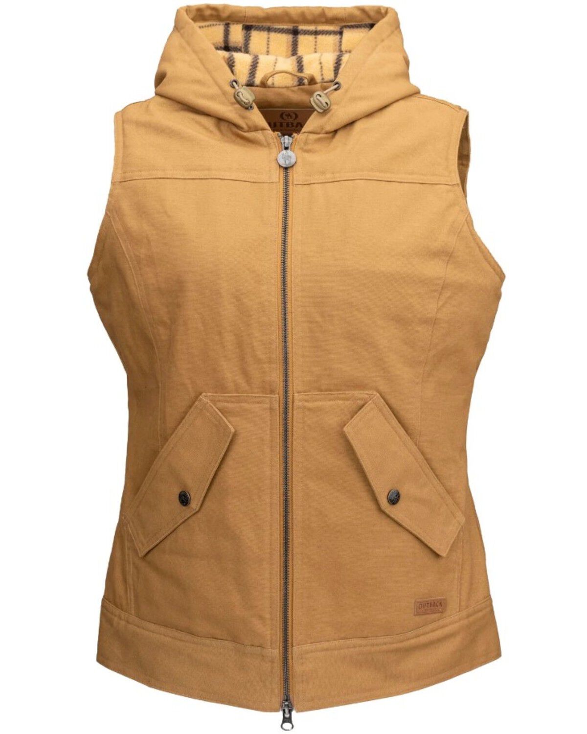 Outback Trading Co Women's Heidi Canvas Hooded Vest - Plus, Tan, hi-res