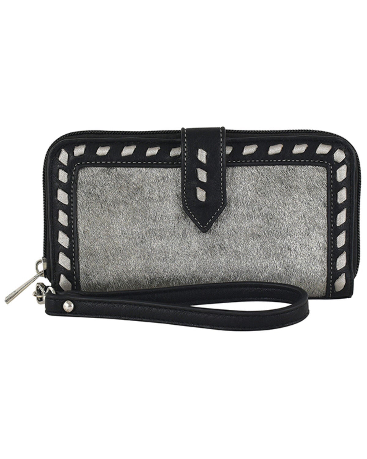 Image #1 - Catchfly Women's Genuine Hair-On-Hide Wristlet Wallet, Black, hi-res