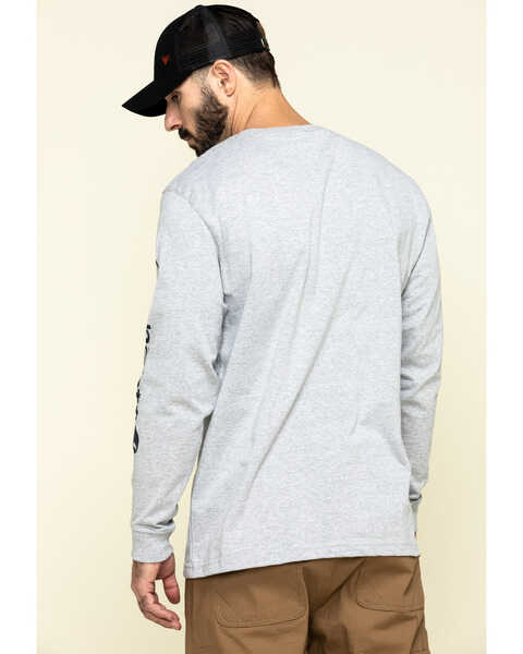 Carhartt Men's Loose Fit Heavyweight Long Sleeve Logo Graphic Work T-Shirt, Hthr Grey, hi-res