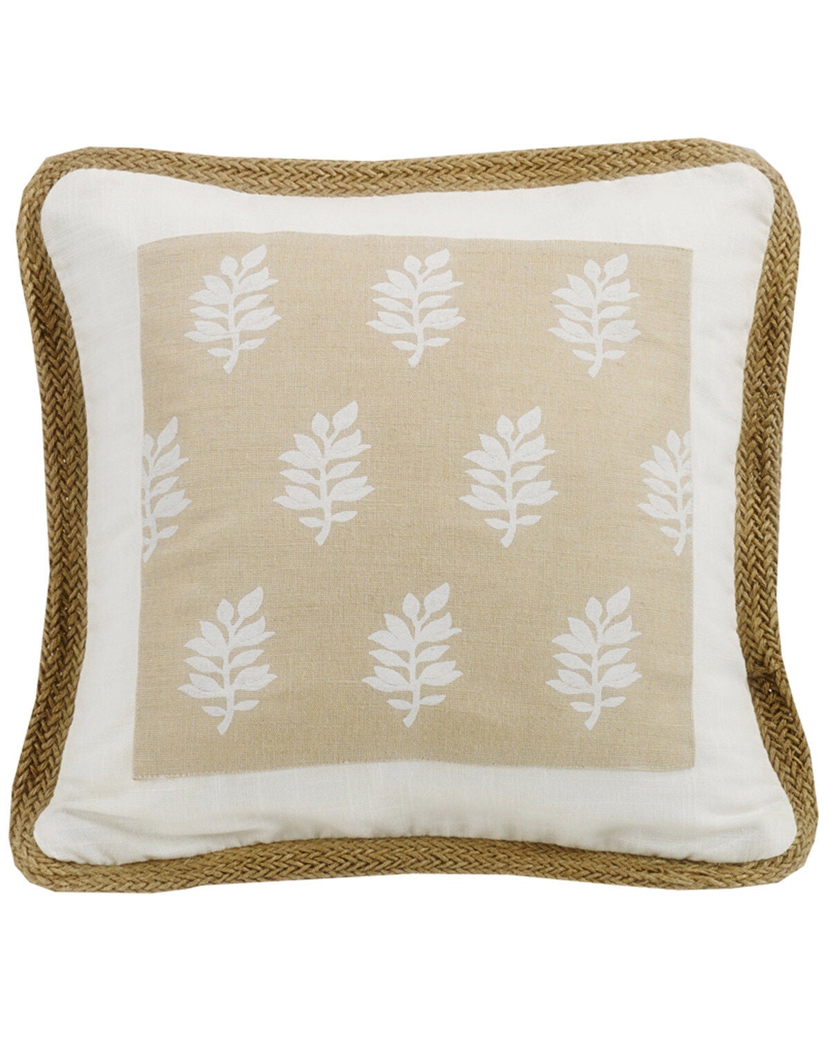 HiEnd Accents Newport Framed Throw Pillow, Cream, hi-res