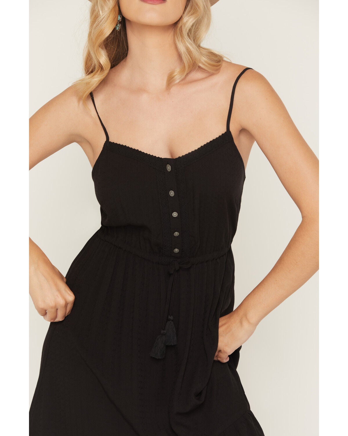 Image #3 - Idyllwind Women's Deaderick Lace Trim Sleeveless Midi Dress, Black, hi-res