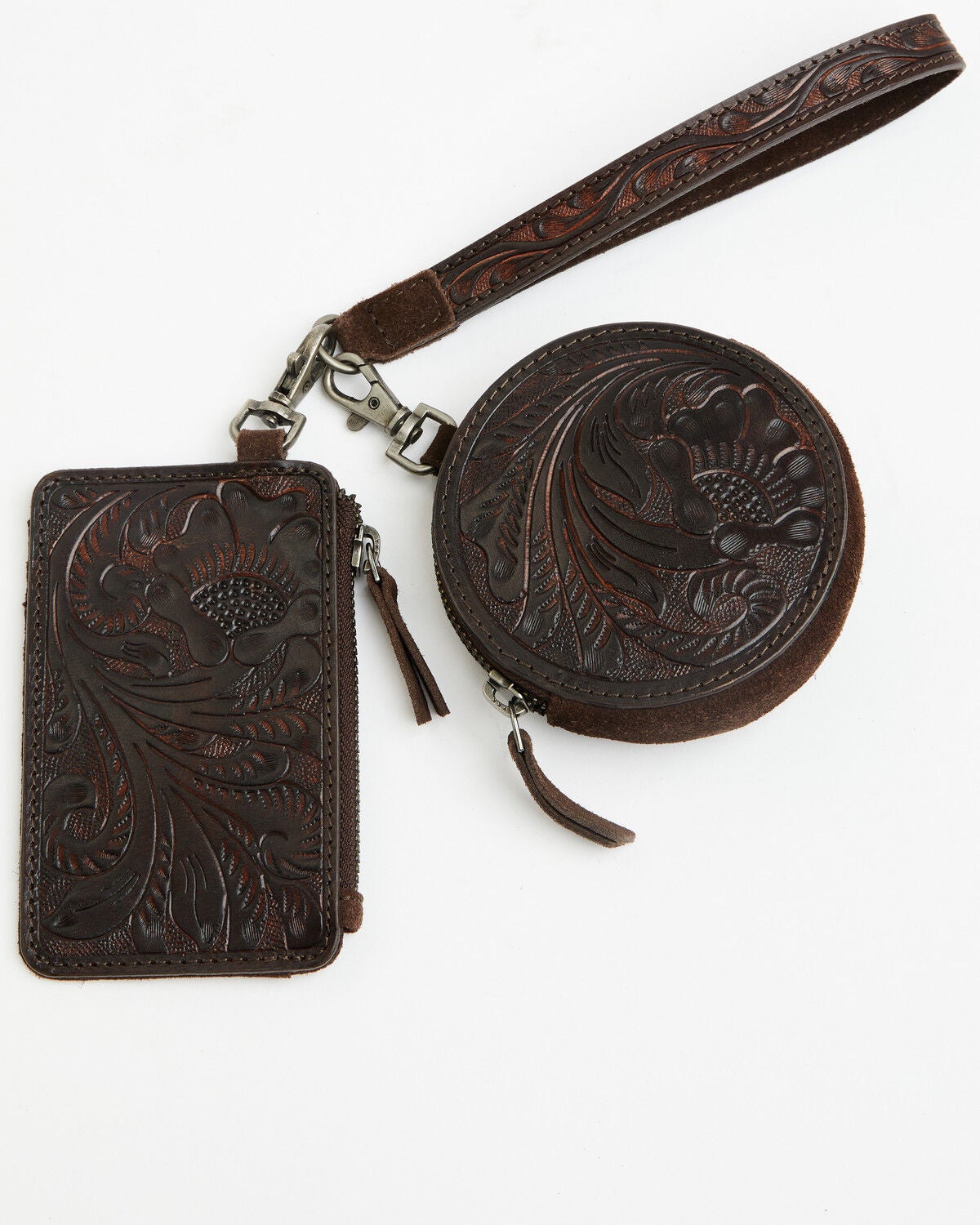 Shyanne Women's Baker Tooled Wallet Set - 3 Piece, Brown, hi-res