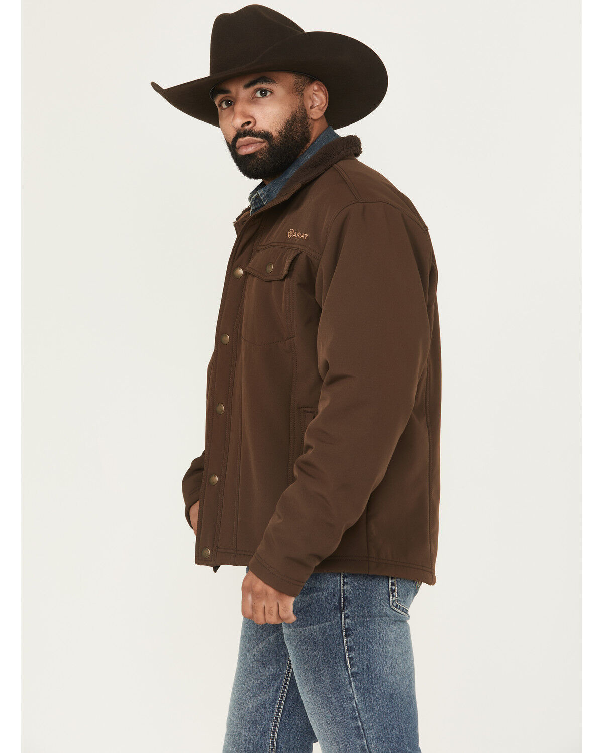 Image #2 - Ariat Men's Vernon Sherpa 2.0 Snap jacket, Dark Brown, hi-res