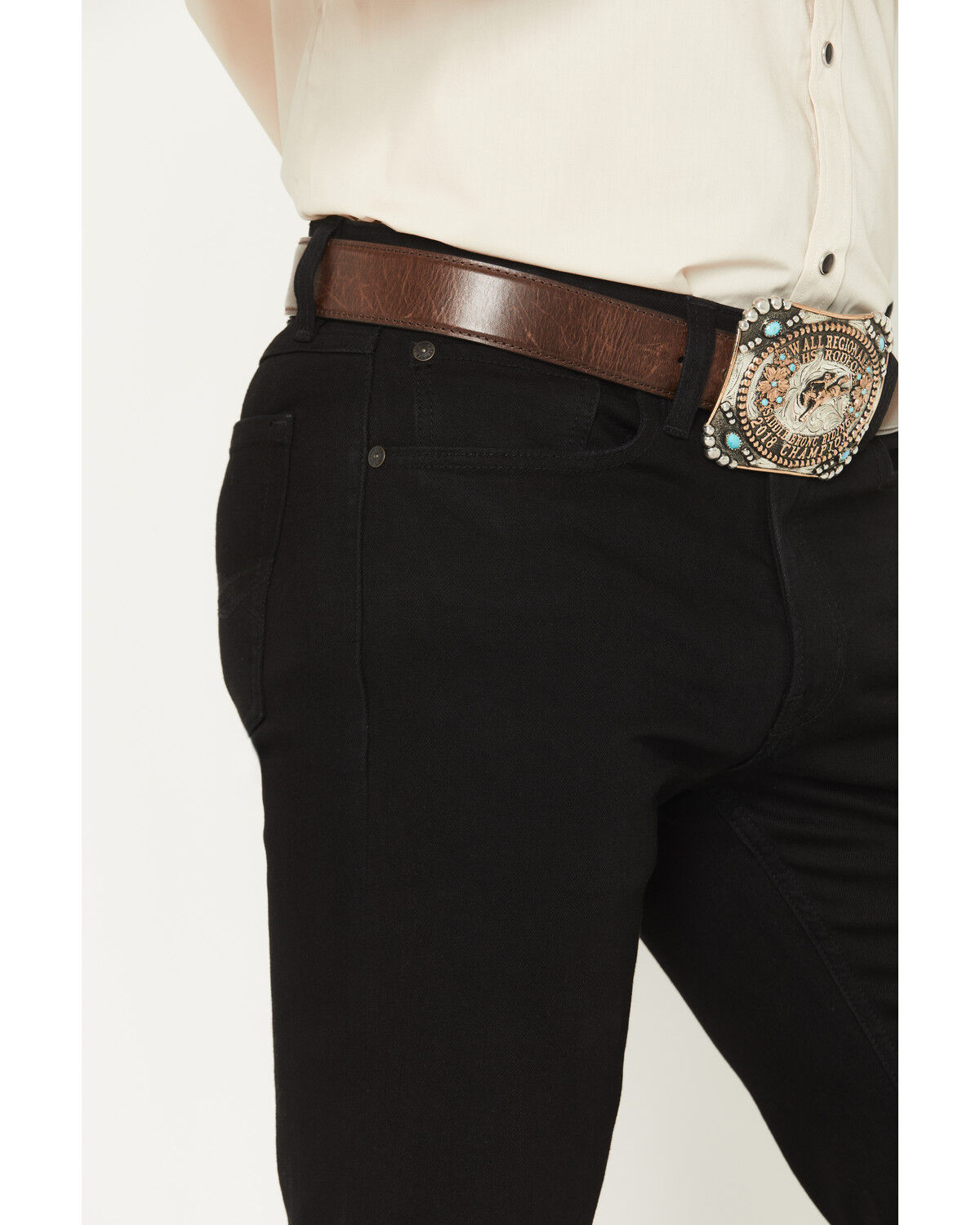 Image #2 - RANK 45® Men's Midnight Wash Brock Relaxed Bootcut Performance Stretch Denim Jeans, Black, hi-res