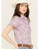 Rough Stock by Panhandle Women's Paisley Print Stretch Short Sleeve Western Pearl Snap Shirt, Multi, hi-res