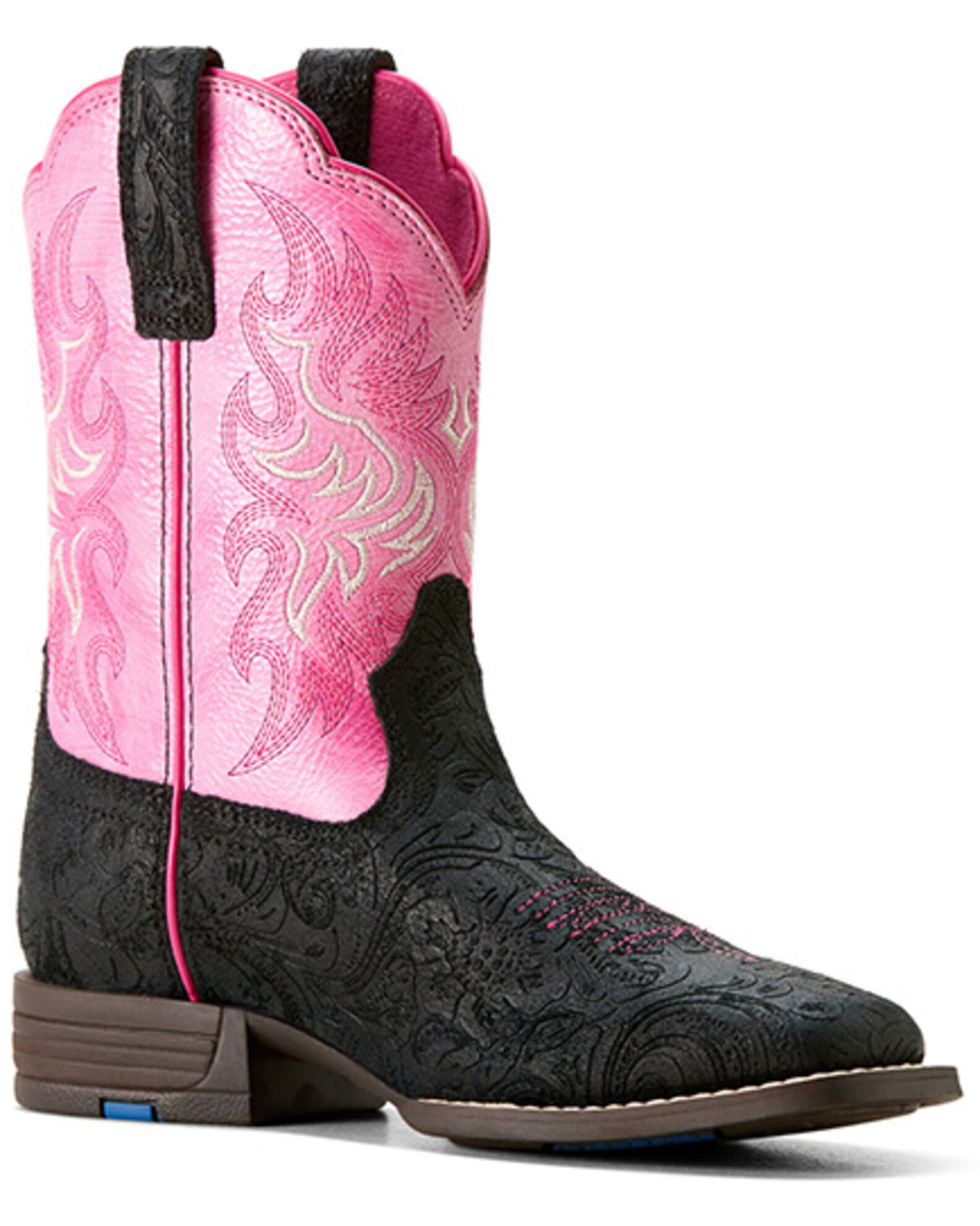 Ariat Kid s Outrider Boot in Black Floral Emboss Painted Peony 6M