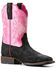 Image #1 - Ariat Girls' Outrider Floral Embossed Western Boots - Broad Square Toe, Black, hi-res