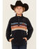Image #1 - Cinch Boy's Striped Polar Fleece Pullover, Navy, hi-res
