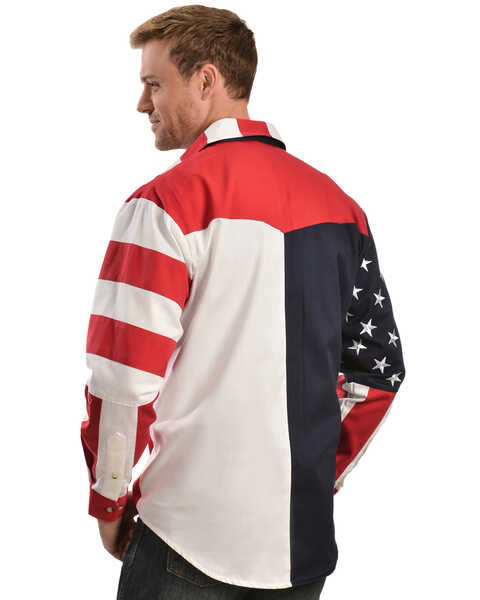 Image #3 - Scully Men's American Flag Western Shirt, , hi-res