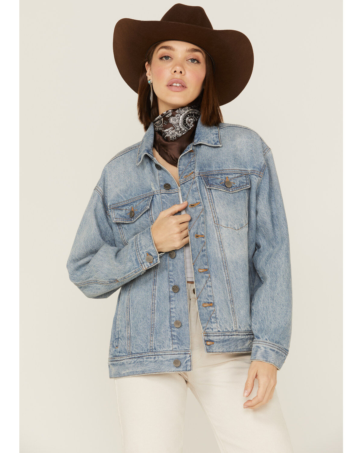 Image #2 - Unpublished Denim Women's Light Wash Davie Denim Trucker Jacket, , hi-res