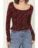 Image #3 - Rock & Roll Denim Women's Floral Print Long Sleeve Top, Red, hi-res