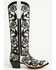 Image #2 - Corral Women's Floral Overlay Sequin Tall Western Boots - Snip Toe, Black/white, hi-res