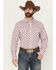 Image #1 - Wrangler Men's 20X Plaid Print Long Sleeve Button-Down Stretch Western Shirt, Wine, hi-res