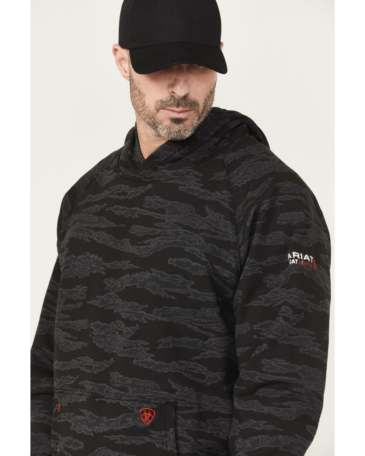 Image #2 - Ariat Men's FR Durastretch Smoke Hooded Sweatshirt, Black, hi-res