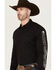 Image #3 - RANK 45® Men's American Legend Logo Performance Twill Long Sleeve Pearl Snap Western Shirt , Black, hi-res