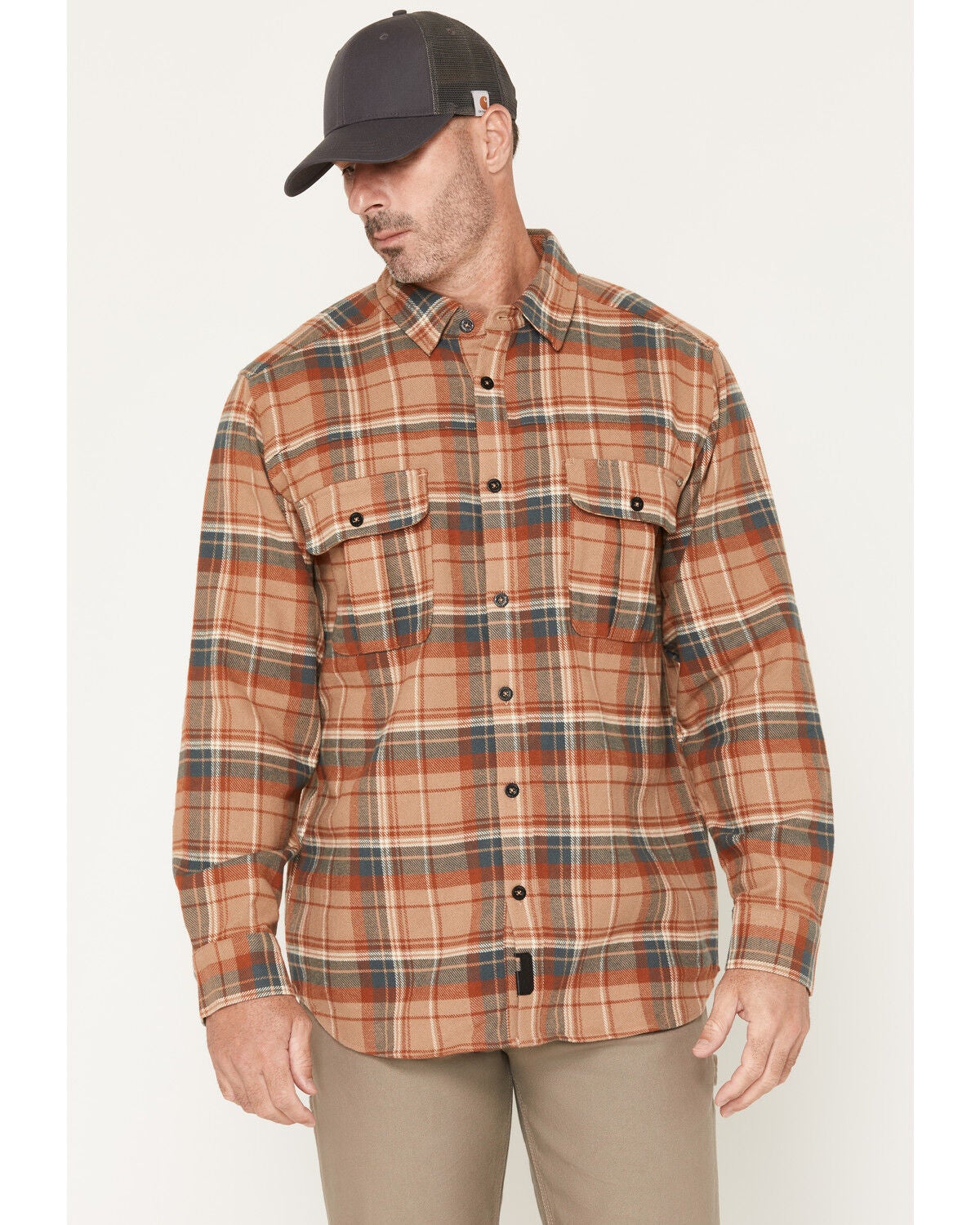 Image #1 - Thorogood Men's Plaid Print Heavyweight Long Sleeve Button-Down Flannel Shirt, Blue, hi-res