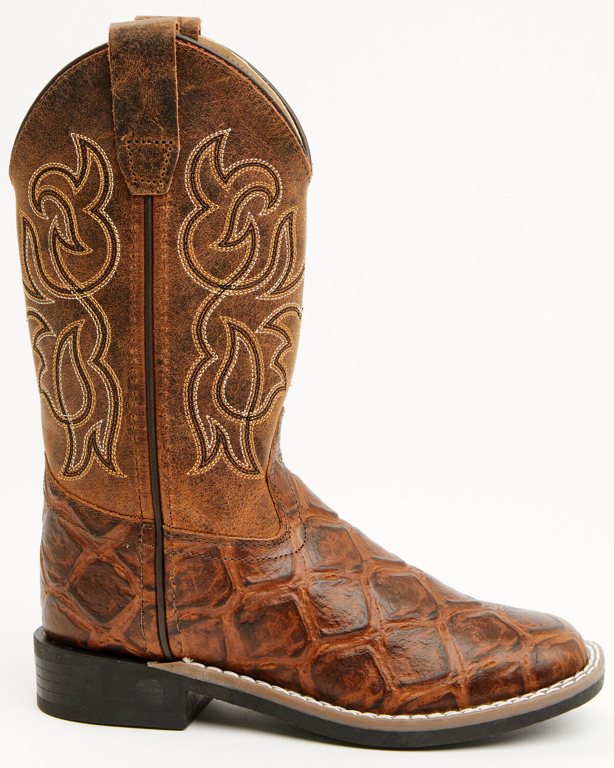 Image #2 - Cody James Boys' Duke Embossed Western Boots - Broad Square Toe, Brown, hi-res