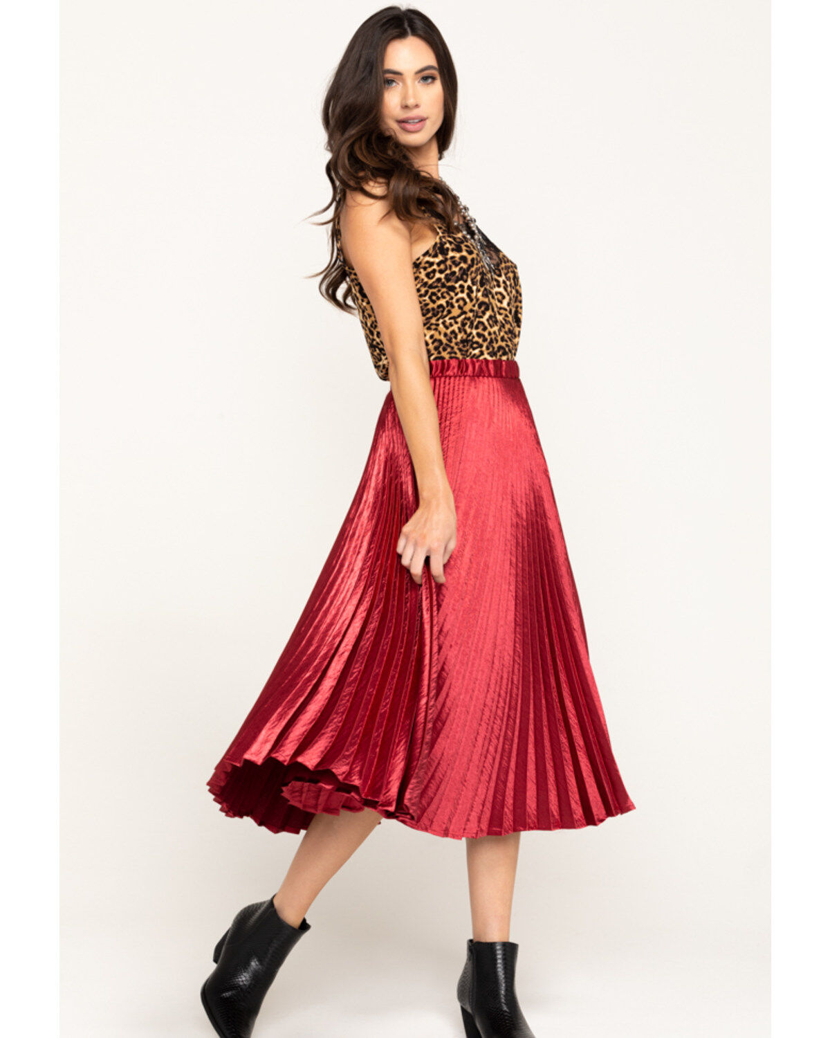 satin pleated midi dress