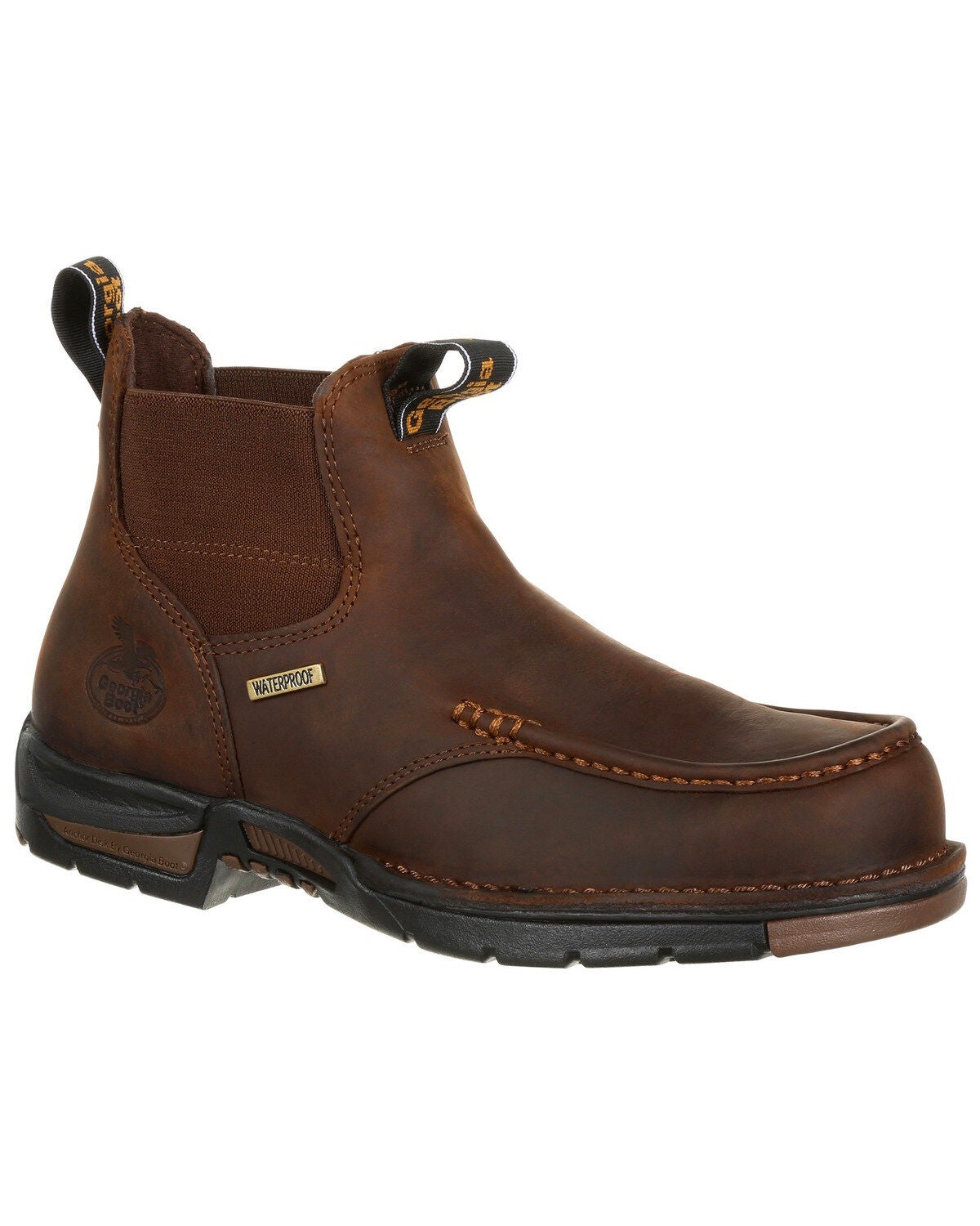 Georgia Boot Men's Chelsea Waterproof Work Boots - Moc Toe, Brown, hi-res