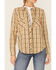 Image #2 - Wild Moss Women's Plaid Boyfriend Long Sleeve Woven Flannel Shirt, Tan, hi-res