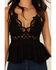 Free People Women's Adella Cami Lace Ruffled Tank Top, Black, hi-res