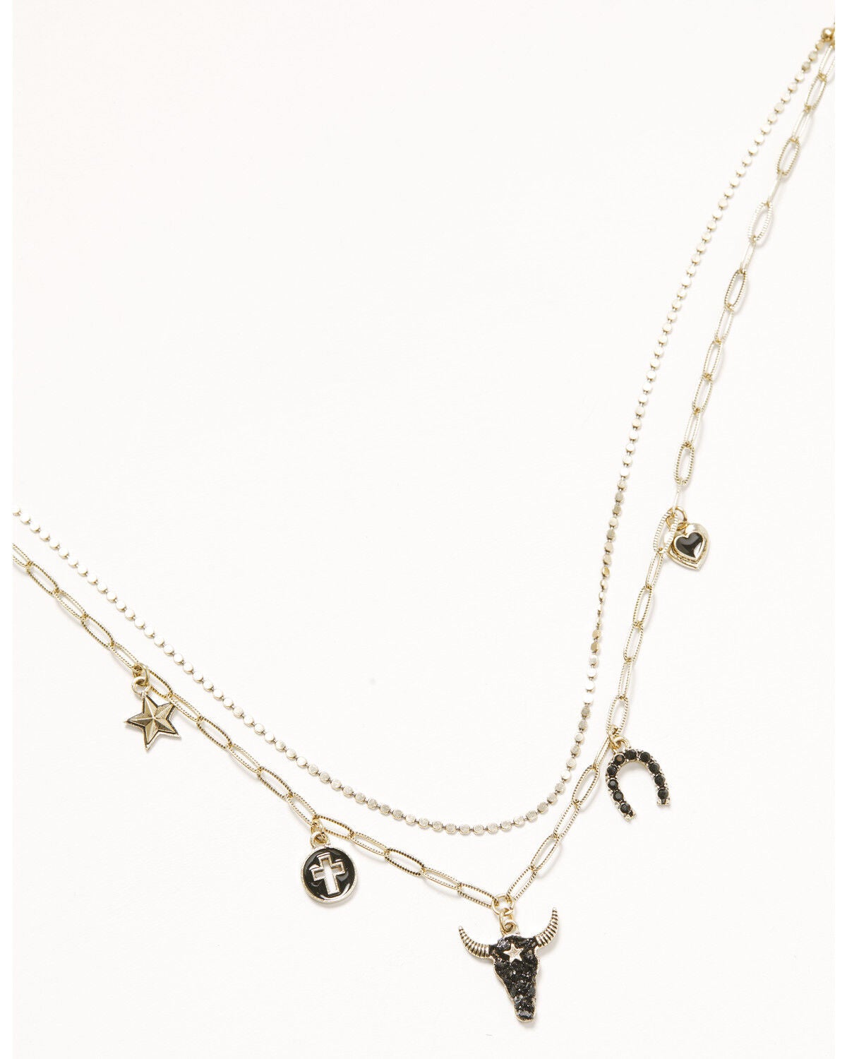 Shyanne Women's Layered Charm Necklace, Gold, hi-res