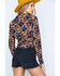 Ryan Michael Women's Aspen Southwestern Silk Print Long Sleeve Pearl Snap Western Shirt , Grey, hi-res