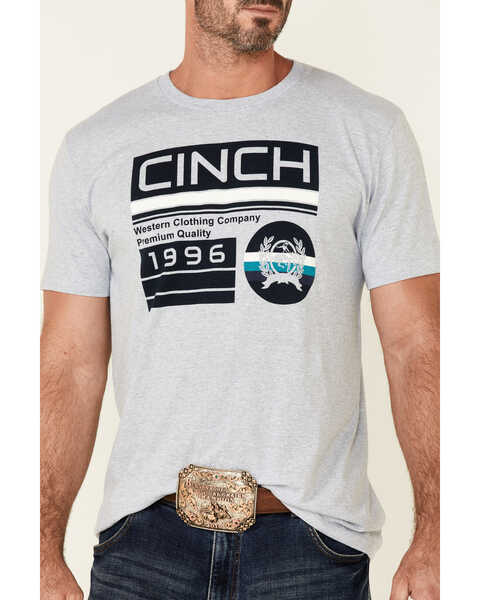 Cinch Men's Circle Logo Short Sleeve Graphic T-Shirt , Grey, hi-res