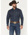 Image #1 - Cowboy Hardware Men's Mini Chevron Print Long Sleeve Button-Down Stretch Western Shirt, Navy, hi-res
