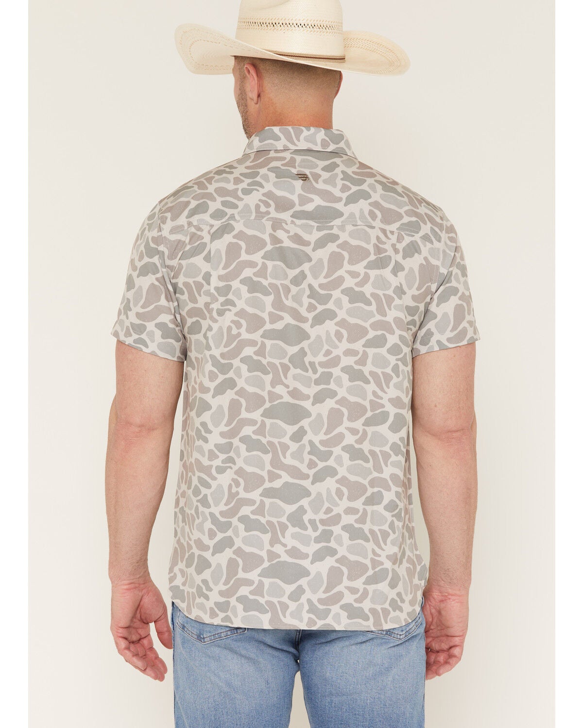 Image #4 - Burlebo Men's Camo Print Short Sleeve Button-Down Western Shirt, Camouflage, hi-res
