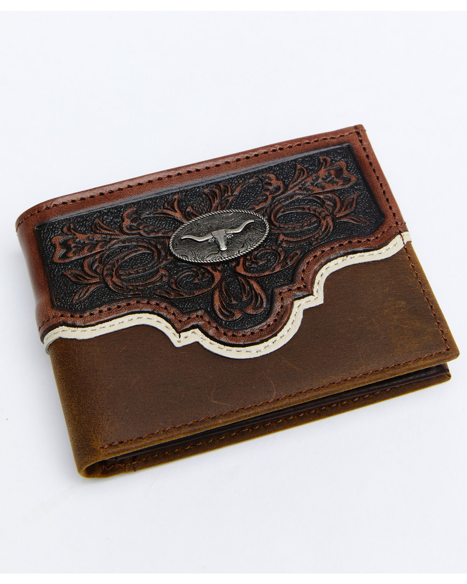 Double J Saddlery Men's Tooled Bifold Wallet