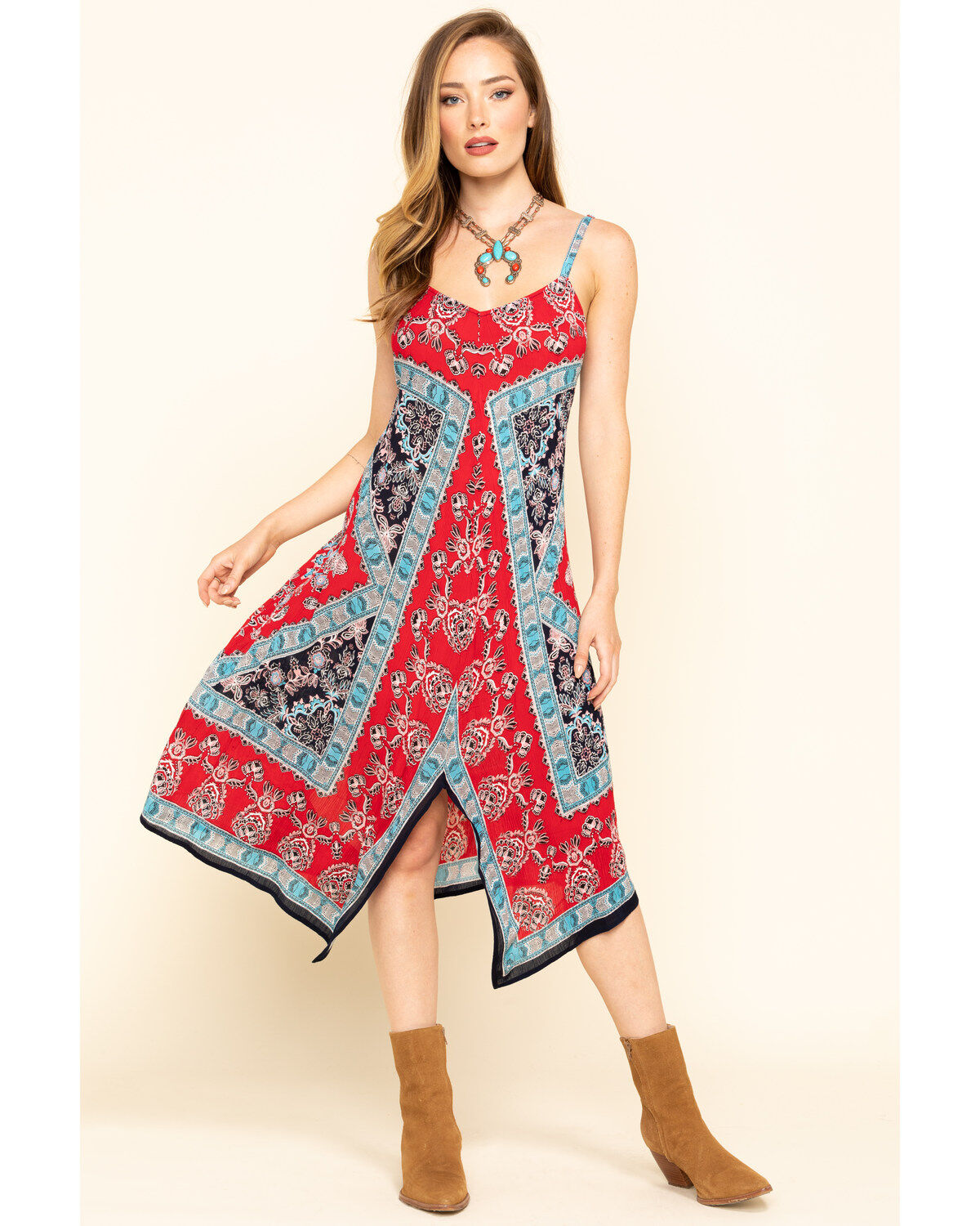 Image #1 - Bila Women's Border Print Hanky Hem Slip Dress, , hi-res