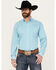 Image #1 - Stetson Men's Geo Print Long Sleeve Button Down Western Shirt, Turquoise, hi-res