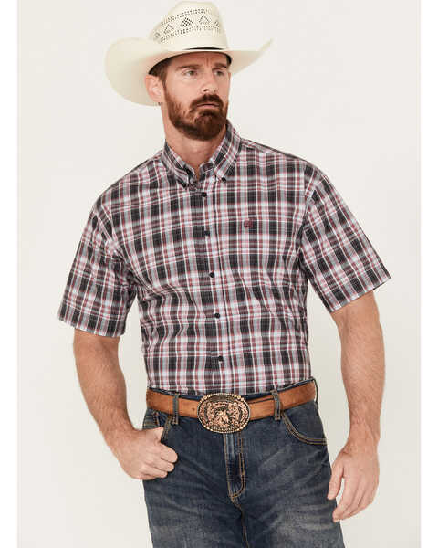 Cinch Men's Plaid Short Sleeve Button-Down Western Shirt, Multi, hi-res