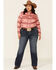 Image #2 - Ariat Women's Adorable Serape Print Long Sleeve Snap Western Core Shirt - Plus, Red, hi-res