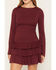 Image #3 - Cleo + Wolf Women's Drop Waist Tiered Knit Mini Dress, Wine, hi-res