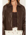 Image #3 - Stoosh Women's Faux Leather Zip Front Jacket, Brown, hi-res